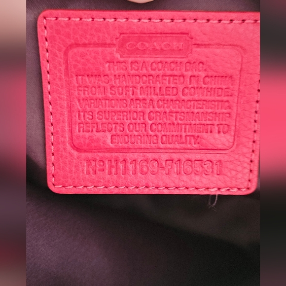 Coach Red Penelope Turnlock pebbled leather shoulder bag/tote. #H1169-F1… - Picture 7 of 9